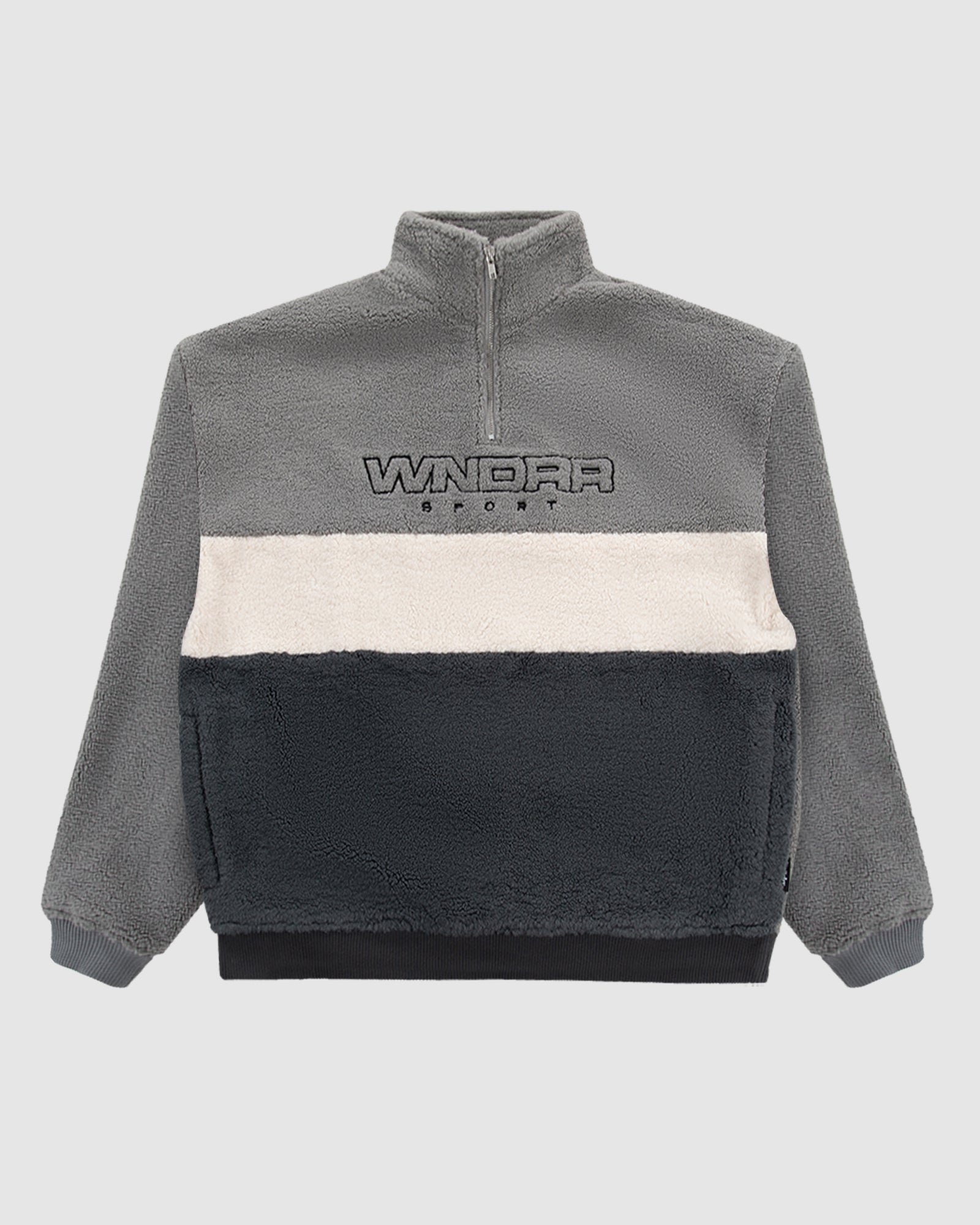 STARTER 1/4 ZIP POLAR FLEECE SWEAT - GREY/BLACK