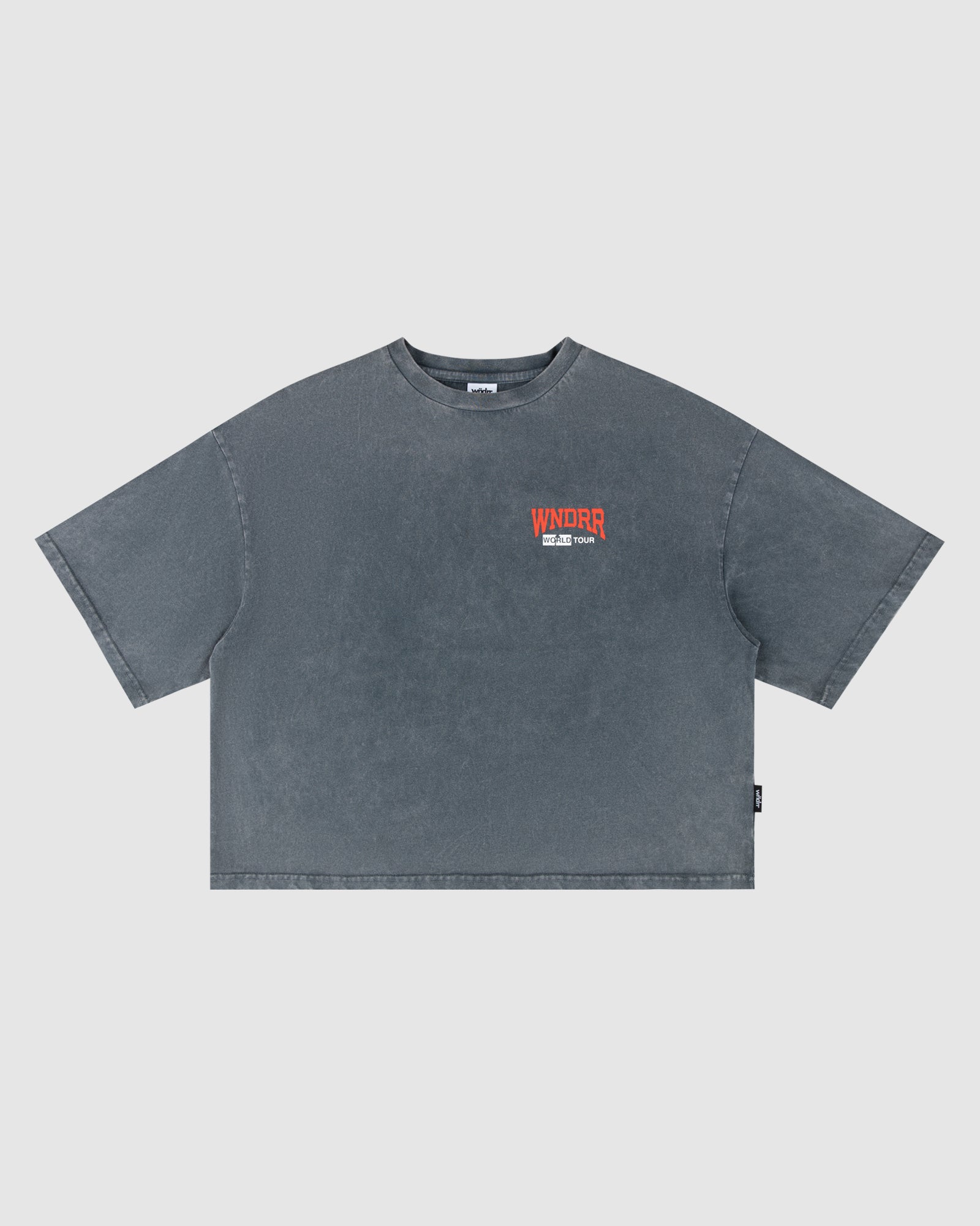 WOMENS WORLD TOUR CROPPED FIT TEE - WASHED GREY