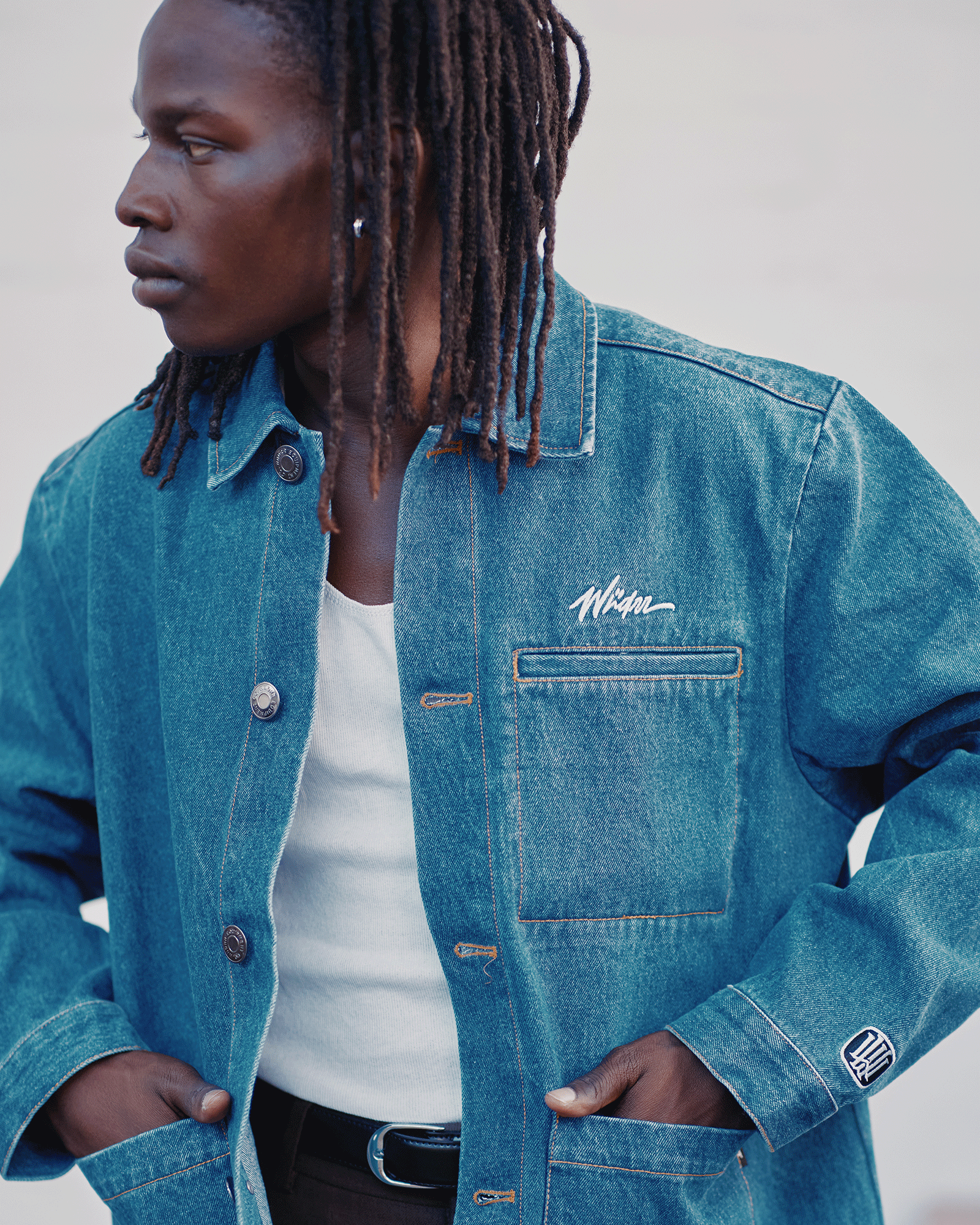 SCRIPT DENIM OVERSHIRT - BLUE