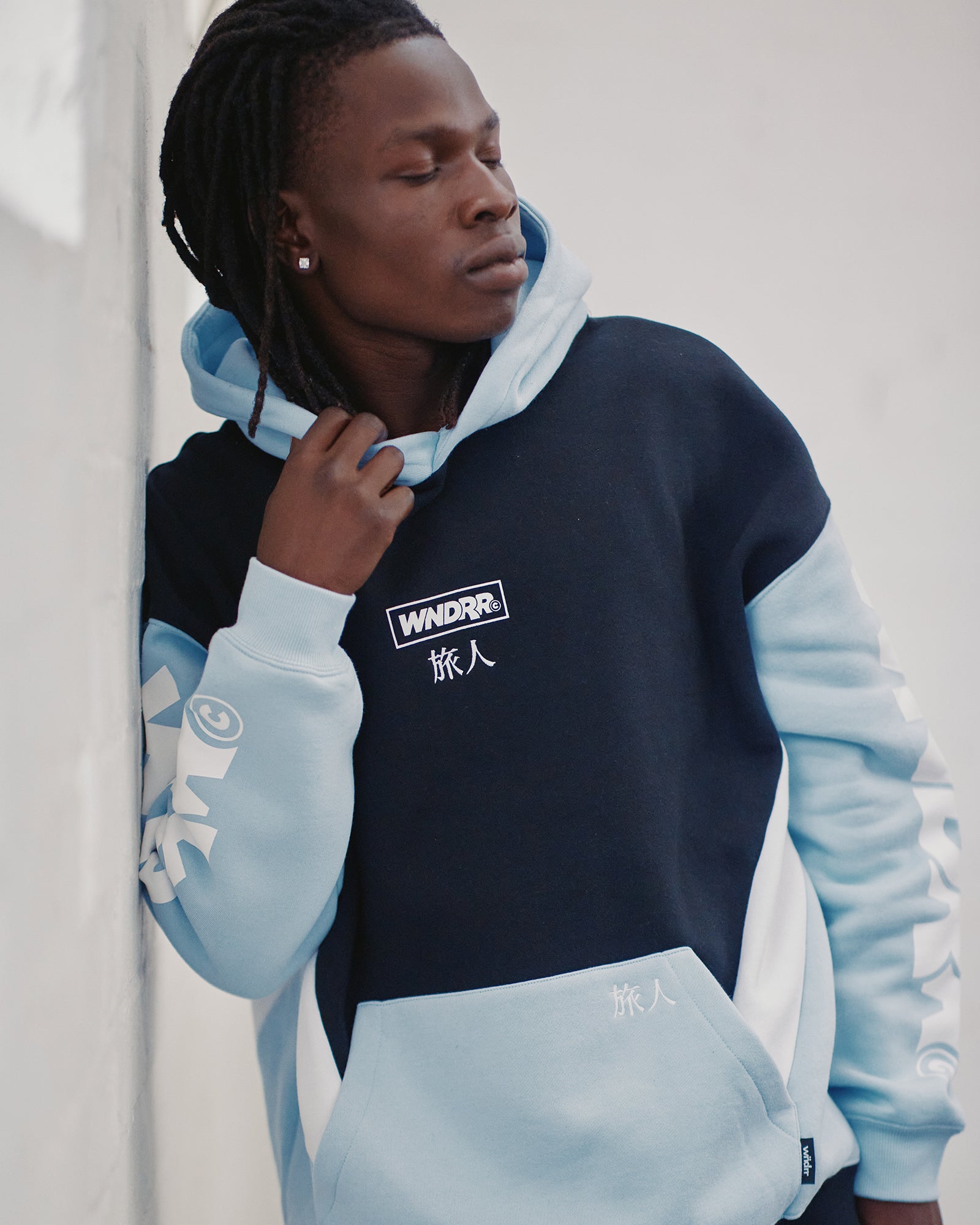 PRIVACY PANEL HOOD SWEAT - BLACK/AIR BLUE