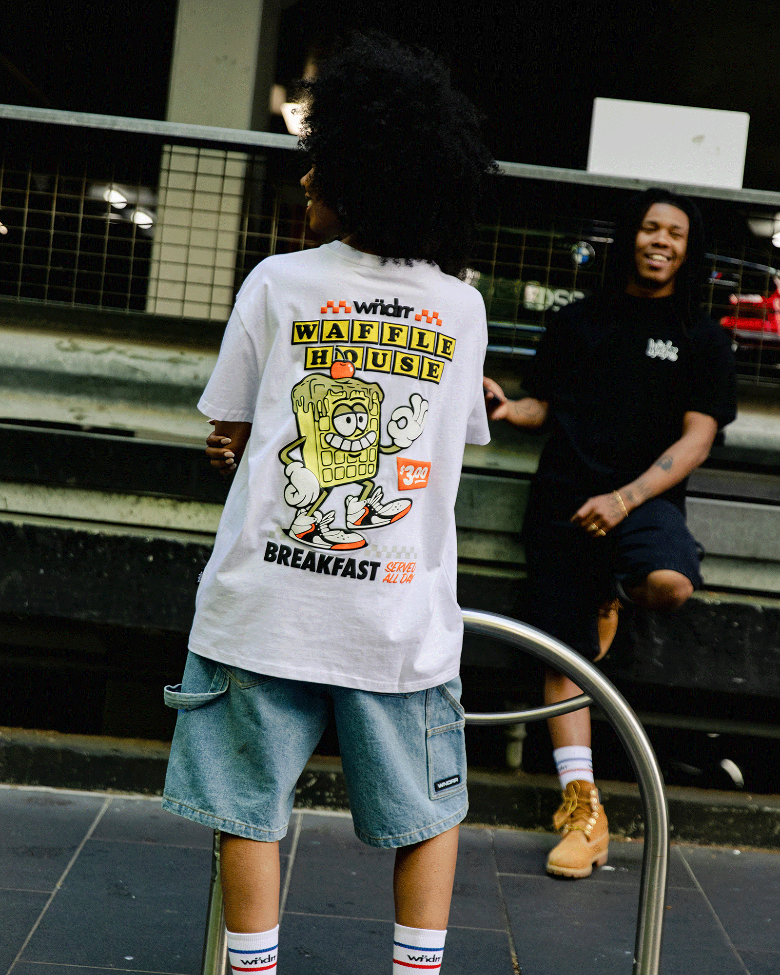 WAFFLE HOUSE BOX FIT TEE - WHITE